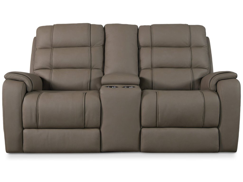 Wendell Leather Power Reclining Loveseat with Center Console