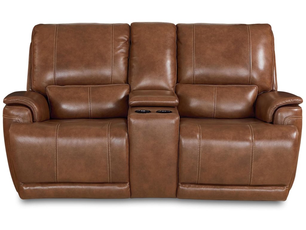 Burlington Leather Power Reclining Loveseat with Center Console