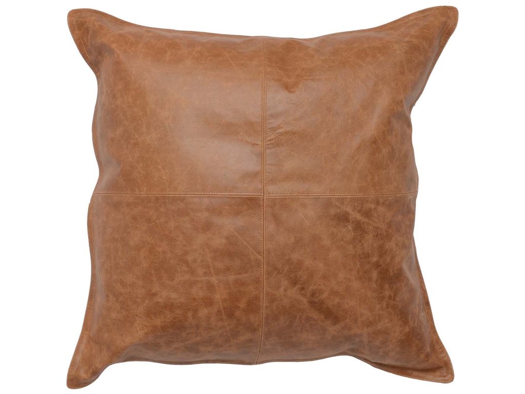 Dumont Leather Chestnut Square Pillow Cover + Insert