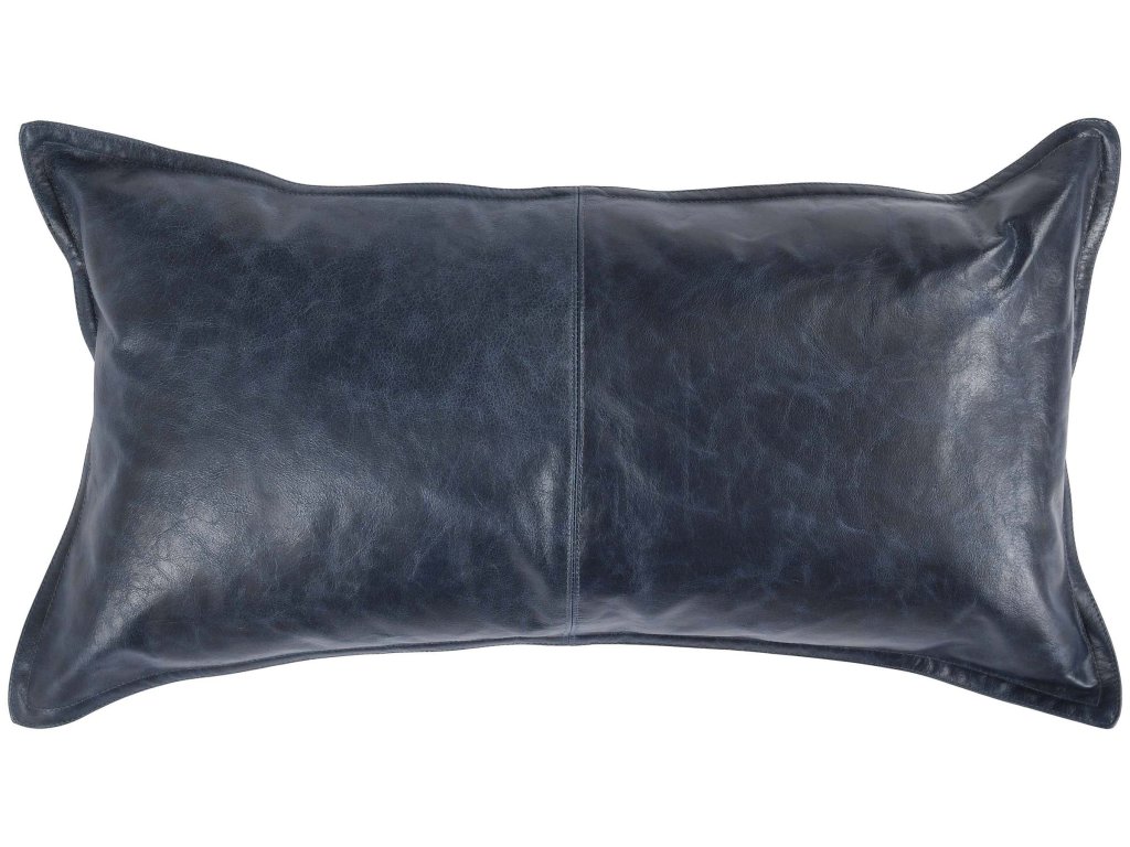 Dupont Leather Naval Night Blue Lumbar Pillow Cover + Insert