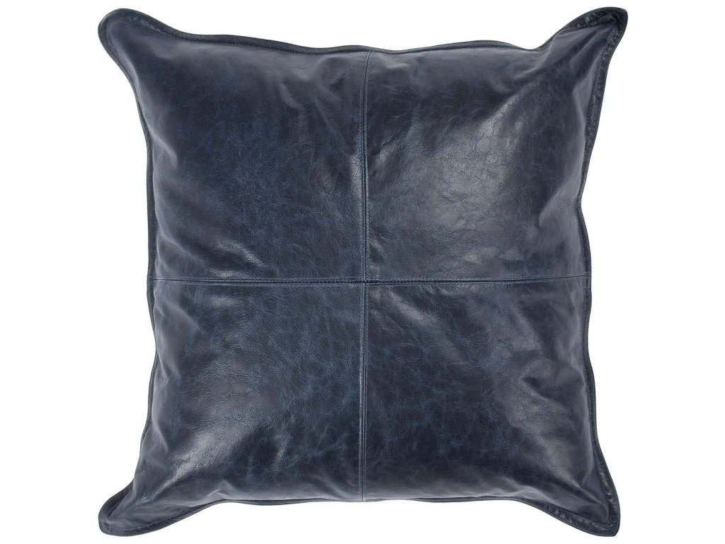 Dumont Leather Naval Night Blue Square Pillow Cover + Insert